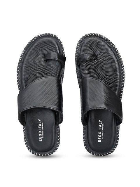 

Eego Italy Men Black Textured Ethnic Comfort Sandals
