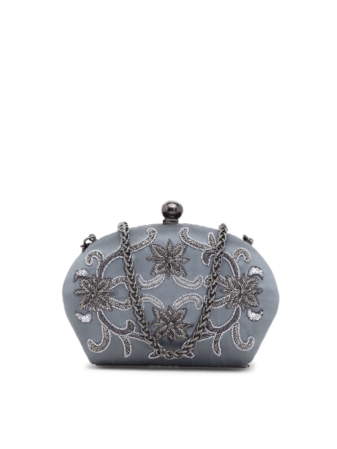 

PRACCESSORII Woman Grey Embellished Box Clutch