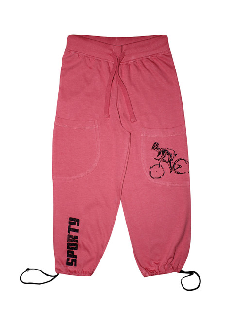 

KiddoPanti Kids Rose Pink & Black Sporty Printed Pure Cotton Joggers