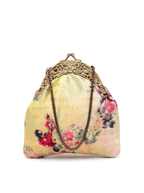 

PRACCESSORII Women Yellow & Pink Embellished Purse Clutch
