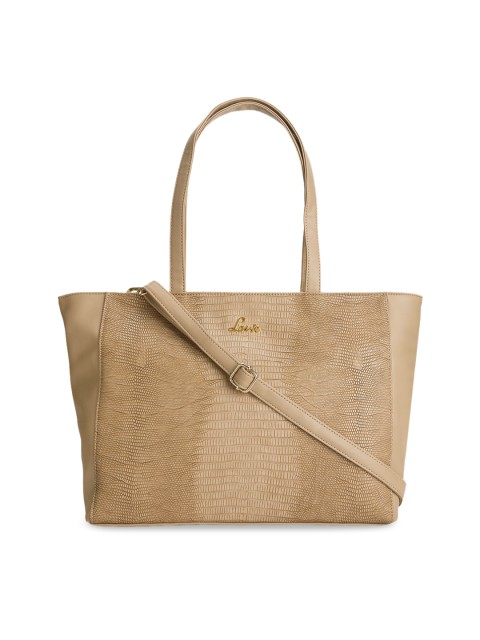 

Lavie Beige Textured PU Structured Shoulder Bag with Cut Work