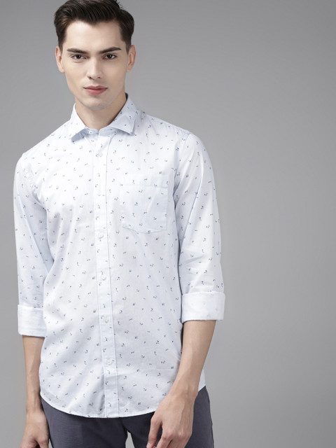 

Blackberrys Men Blue Pure Cotton India Slim Fit Ditsy Floral Printed Casual Shirt