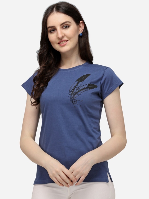 

OM SAI LATEST CREATION Women Blue Printed Regular Top