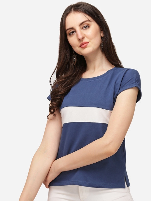 

OM SAI LATEST CREATION Blue Colourblocked Regular Top