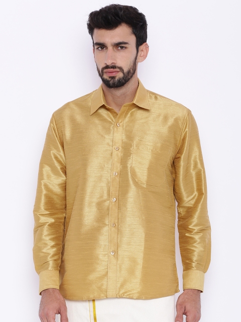 

British Club Men Gold-Toned Regular Fit Ethnic Shirt