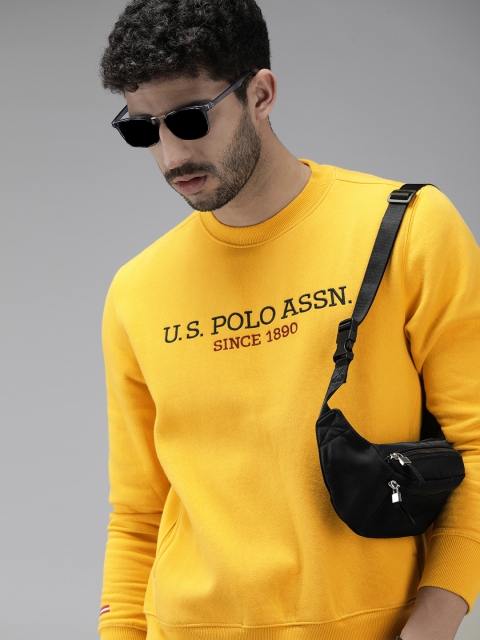 

U S Polo Assn Men Yellow Embroidered Sweatshirt