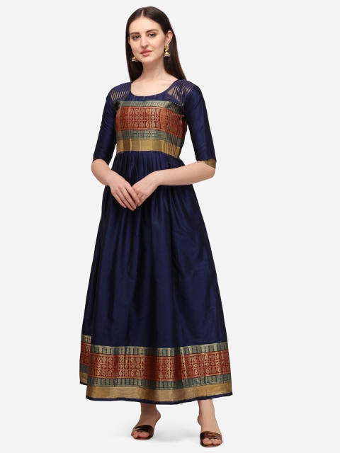 

VENISA Women Navy Blue & Gold-Toned Ethnic Motifs Anarkali Kurta