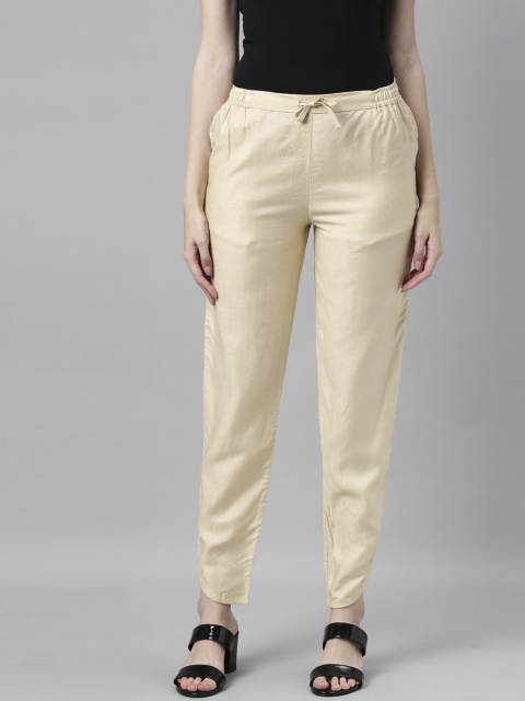 

Go Colors Women Gold-Toned Cigerette Trousers