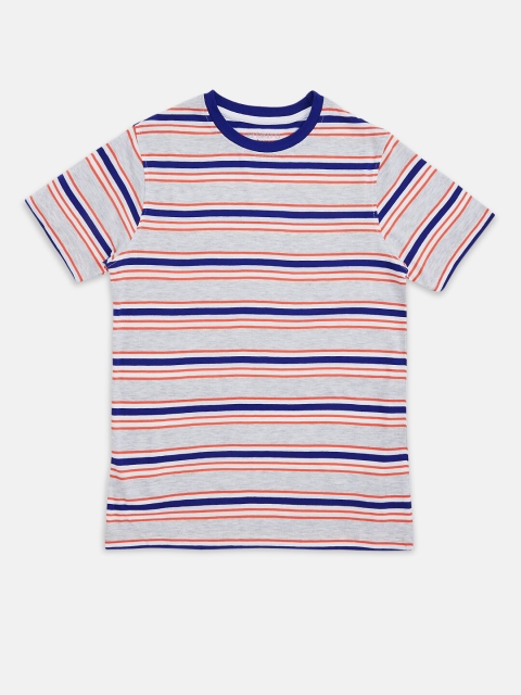 

Pantaloons Junior Boys Grey Melange & Orange Striped T-shirt