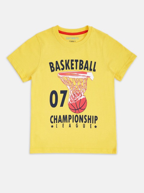 

Pantaloons Junior Boys Yellow & Black Typography Printed T-shirt