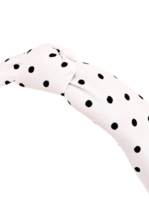 

MARC LOUIS Women Off White & Black Polka Dots Printed Headband