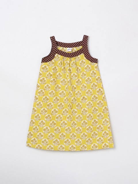 

max Yellow Printed A-Line Dress