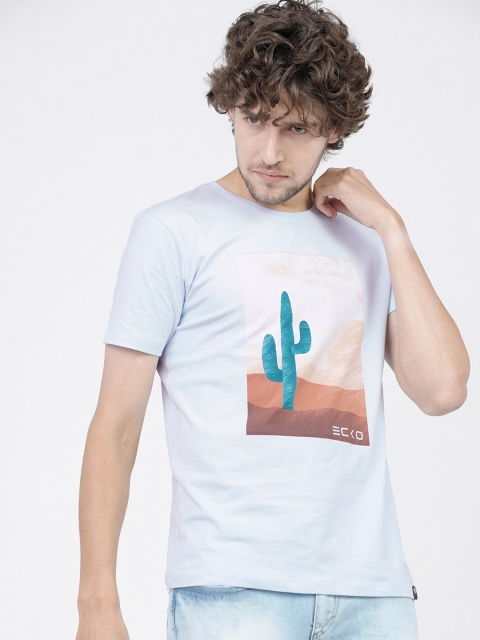 

Ecko Unltd Men Turquoise Blue Graphic Printed Slim Fit T-shirt