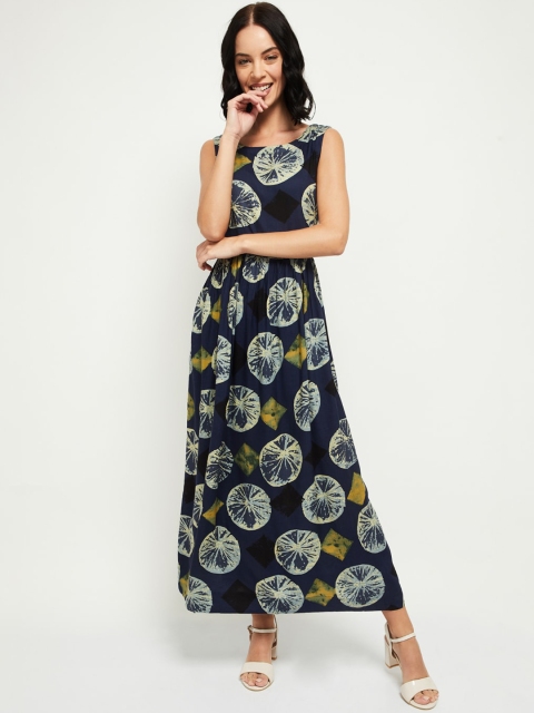

max Women Blue Fit& Flare Printed Maxi Dress