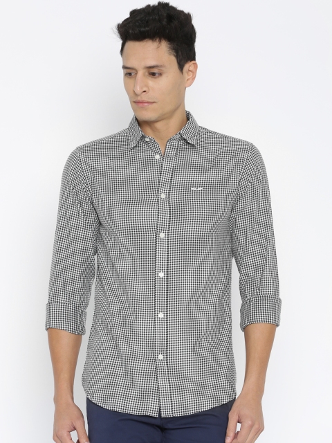 

SELECTED Antonio Banderas Men Black & White Slim Fit Checked Casual Shirt