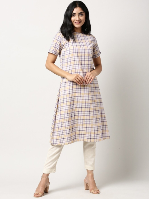 

Saaki Women Beige Checked Kurta