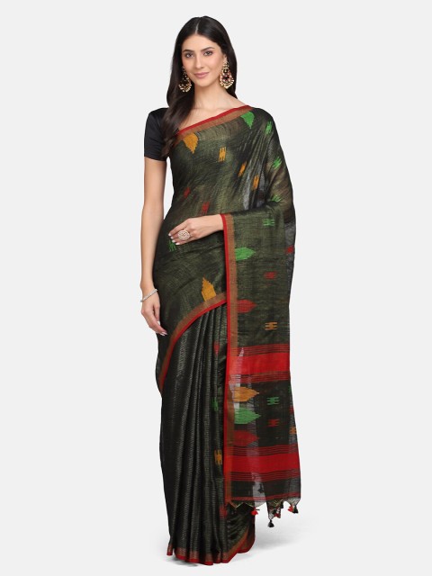 

Mirraw Brown & Red Pure Linen Saree