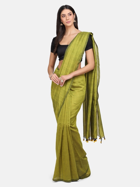 

Mirraw Green Pure Linen Saree