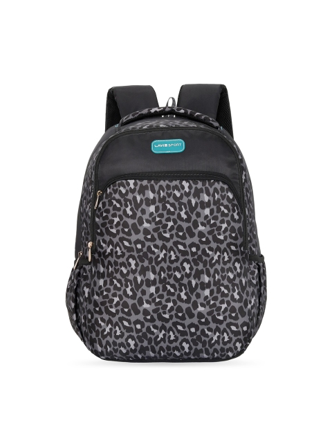 

LAVIE SPORT Unisex Black & Grey Leopard Printed Laptop Backpack