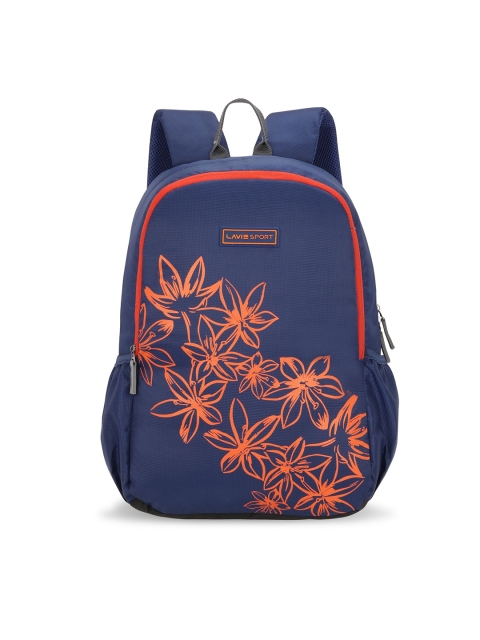 

LAVIE SPORT Unisex Navy Blue & Orange Floral Graphic Backpack
