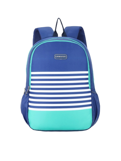 

LAVIE SPORT Unisex Navy Blue & Sea Green Striped Backpack