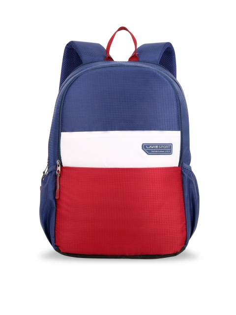 

LAVIE SPORT Unisex Navy Blue & White Colorblocked Printed Backpack