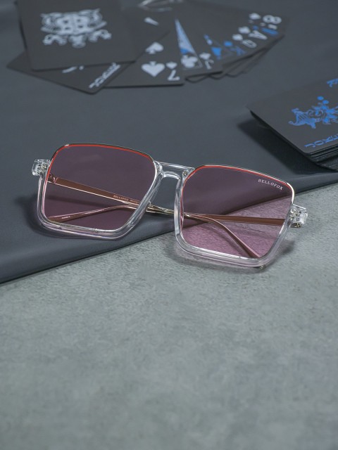 

Bellofox Unisex Pink Lens & Silver-Toned Oversized Sunglasses