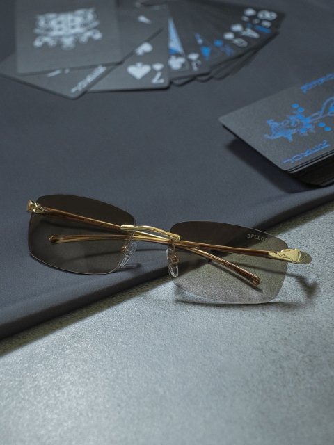 

Bellofox Unisex Brown Lens & Gold-Toned Rectangle Sunglasses-BS1779