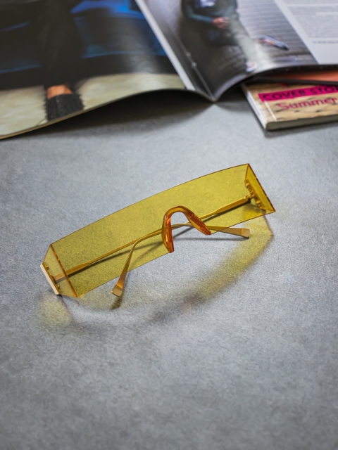 

Bellofox Unisex Yellow Rim-Less Shield Sunglasses