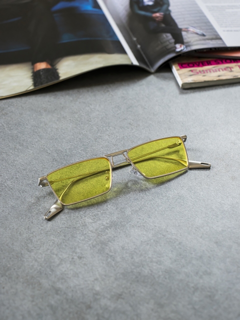 

Bellofox Unisex Yellow Lens & Silver-Toned Square Sunglasses