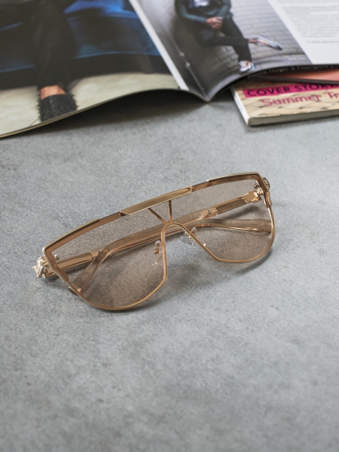 

Bellofox Unisex Beige Lens & Gold-Toned Browline Sunglasses BS1720