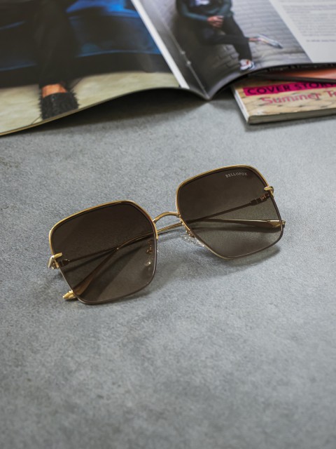 

Bellofox Unisex Brown Lens & Gold-Toned Square Sunglasses