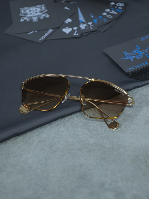 

Bellofox Unisex Brown Lens & Gold-Toned Full Rim Aviator Sunglasses BS1817-Brown