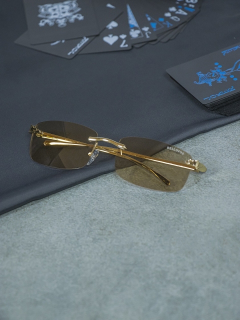 

Bellofox Unisex Brown Lens & Gold-Toned Rectangle Sunglasses BS1749, Bronze