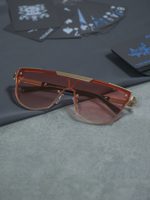 

Bellofox Unisex Red Lens & Gold-Toned Rectangle Sunglasses-BS1741