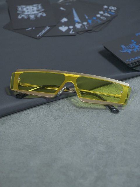 

Bellofox Unisex Yellow Lens & Gold-Toned Full Rim Rectangle Sunglasses BS1724-Yellow