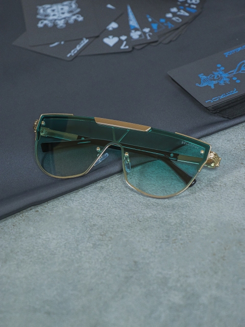 

Bellofox Unisex Blue Lens & Gold-Toned Full Rim Shield Sunglasses BS1743-Blue