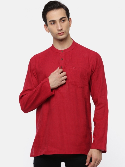 

RAMRAJ COTTON Men Red Solid Short Kurta