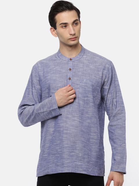 

RAMRAJ COTTON Men Violet Pure Cotton Woven Designed Straight Kurta