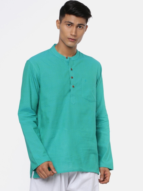 

RAMRAJ COTTON Men Green Kurta
