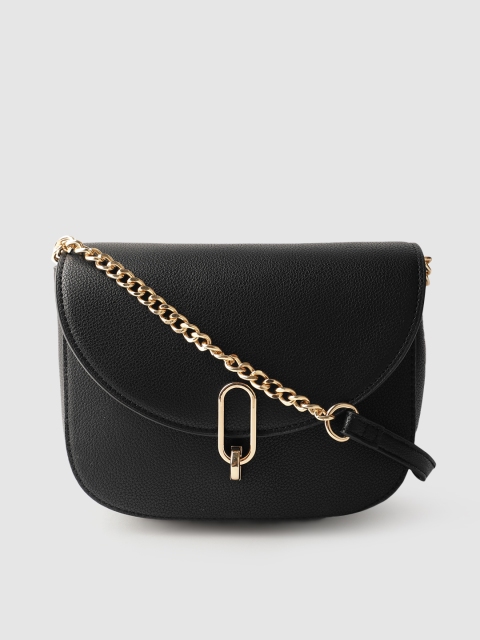 

MANGO Black Solid Half Moon Sling Bag