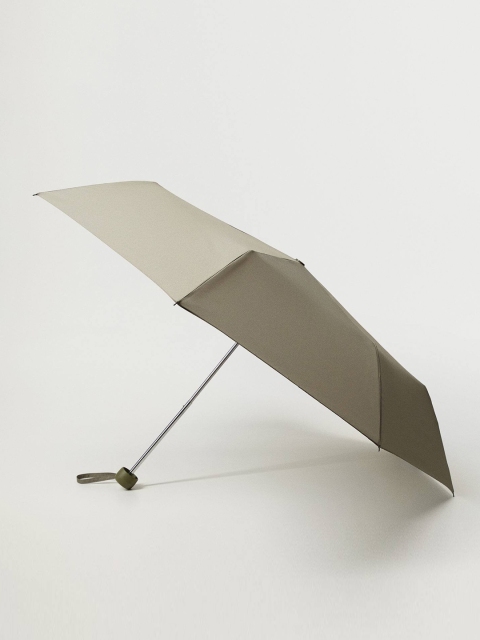 

MANGO Women Olive Green Solid Plain Folding Umbrella