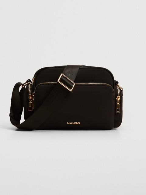 

MANGO Black Solid Structured Sling Bag