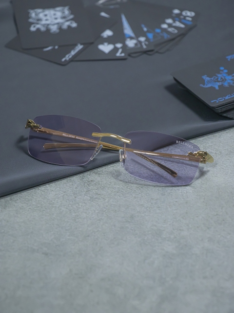 

Bellofox Unisex Purple Rimless Rectangle Sunglasses BS1827-Violet
