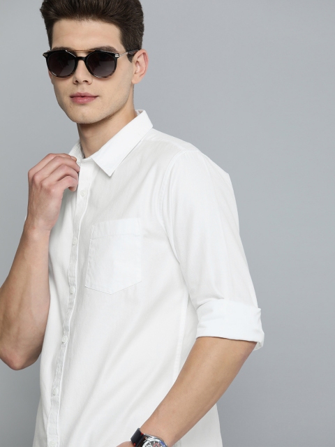 

Harvard Men White Regular Fit Solid Pure Cotton Opaque Casual Shirt