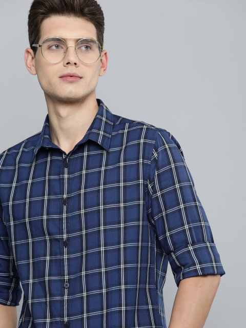 

Harvard Men Blue & White Checked Pure Cotton Casual Shirt
