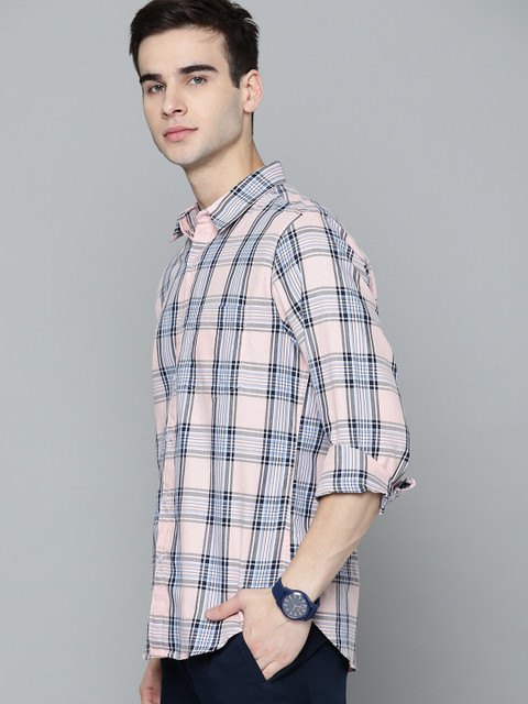 

Harvard Men Pink & Blue Checked Cotton Casual Shirt