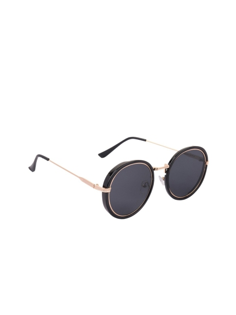 

MARC LOUIS Unisex Black Lens & Black Oval Sunglasses with UV Protected Lens