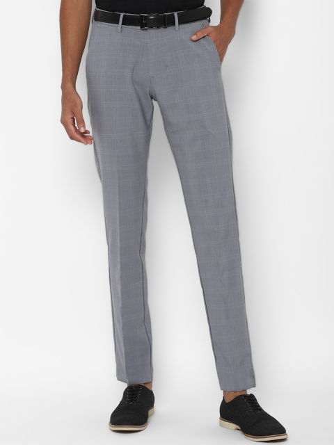 

Allen Solly Men Grey & Off-White Checked Slim Fit Trousers