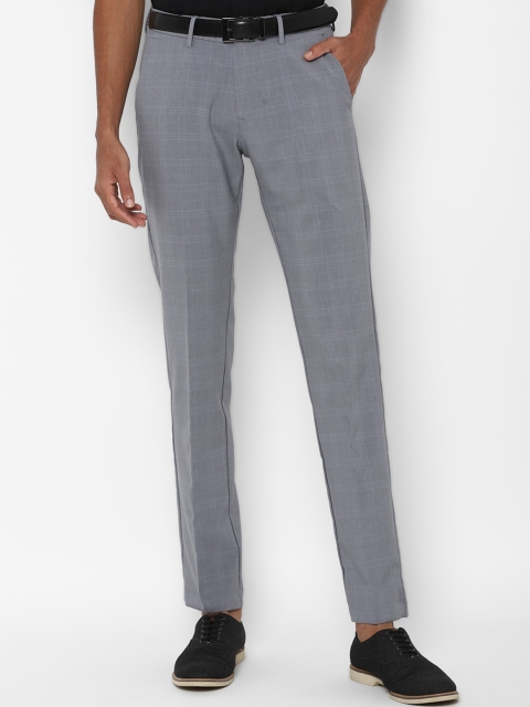 

Allen Solly Men Grey & Off White Checked Slim Fit Trousers